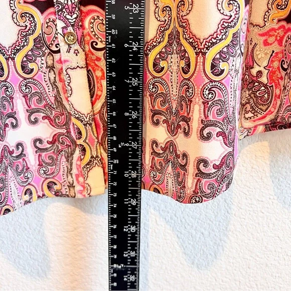 Charter Club Women’s L Button Up Paisley Scroll Print Long Sleeve Career Blouse - Picture 8 of 9